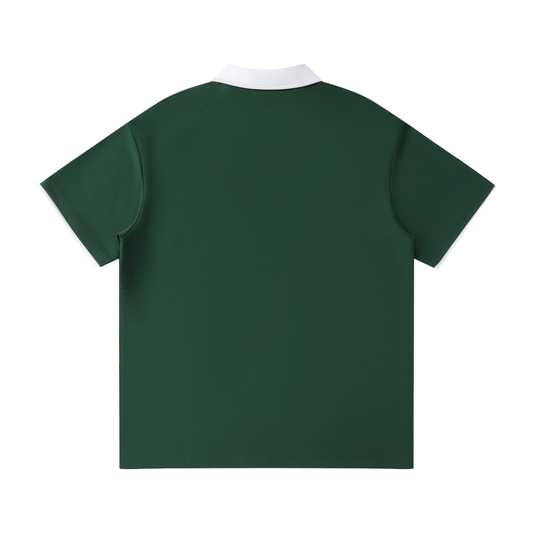 Contrast Collar Raglan Polo Shirt
